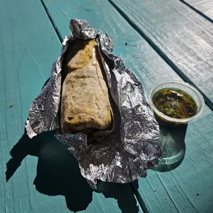 Breakfast burrito (note nice flour tortilla)