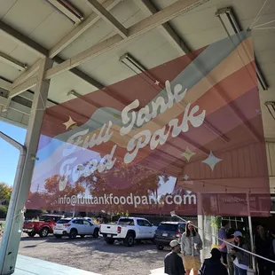 Sign near picnic tables