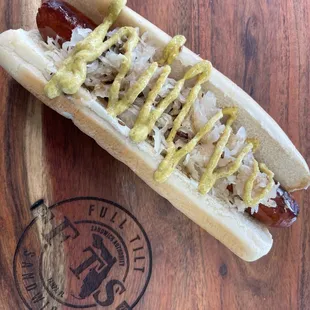 The BEST hot dog in Tampa featuring house made FTS Caraway Krout!