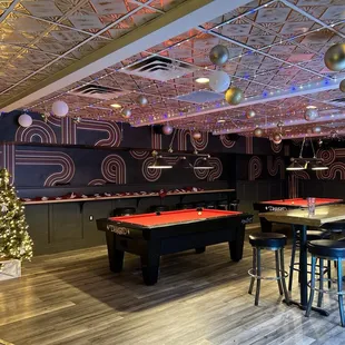 Pool tables with Christmas ambiance