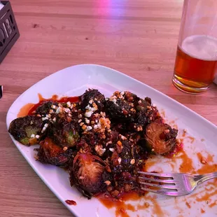 Brussels w/blue cheese &amp; hot honey