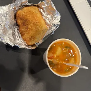 White bean and kale soup, bread on the side