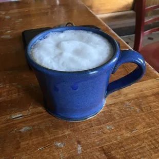 Cappuccino-- able to customize how many shots and which type of milk. Mine is double shot with almond milk. Don&apos;t forget to ask for a mug