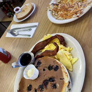 Breakfast Special + Blueberry Pancakes, Denver Omelette + Hash Browns, 2 Side Toast
