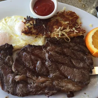 Grilled Angus Rib Eye Steak and Eggs