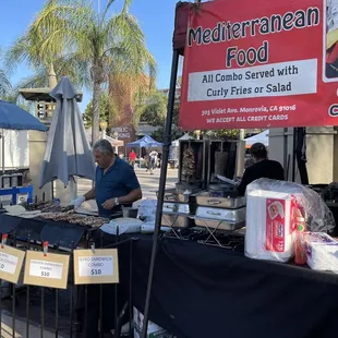 Chicken skewers and Greek salad dinner