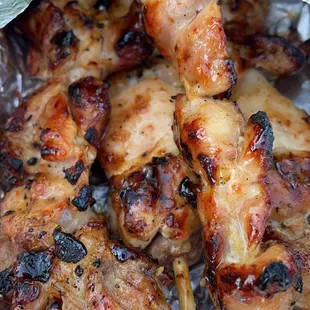 Chicken skewers from the Mediterranean stand!! The BEST CHICKEN EVER!!