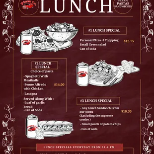 Lunch options everyday from 11- 4
