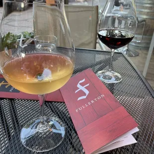 White pinot and a glass of of the Rod red blend.