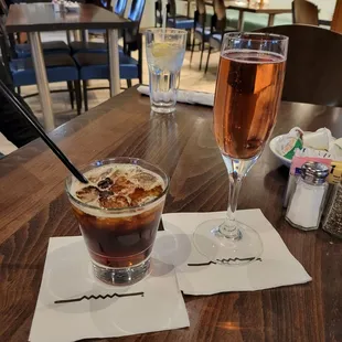 Espresso martini and a mimosa, $10 ea.