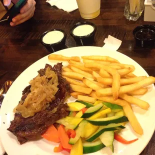 This is the delicious prime rib special for $11.99. I subbed fries for baked potato. Vegetable medley was crisp tender and fries perfect.