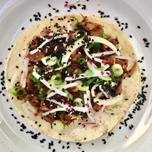 Skirt Steak Taco with sesame seeds
