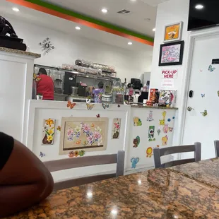 the counter and the dining area