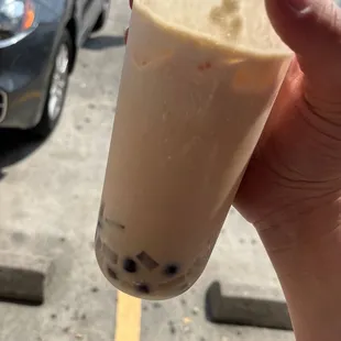 Sea salt black tea with tapioca and coconut jelly