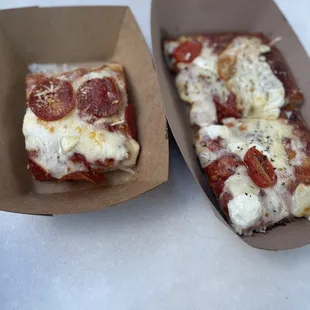 Square pepperoni pizza