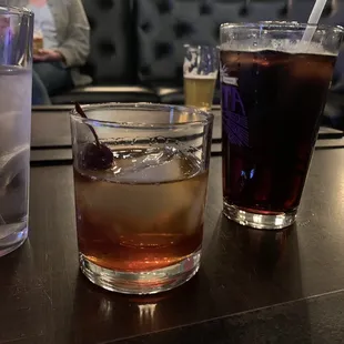 Old fashioned (we ordered a different drink but bartender gave us this instead), soda