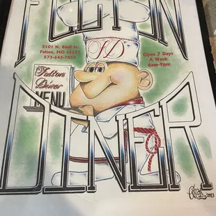 a drawing of a chef holding a knife