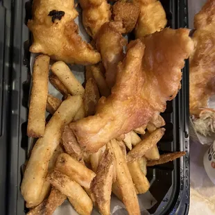 fish and chips in a basket