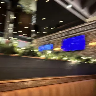 a blurry view of a city at night