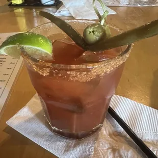 Delish extra spicy Bloody Mary.