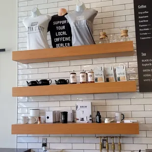 Fulton Street t-shirts, Topeca coffee, teapots ,  syrups