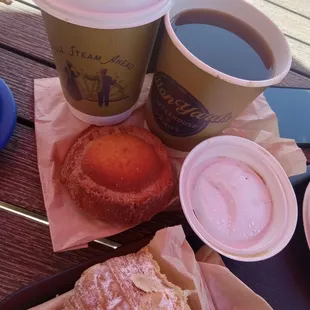 Americano, cinnamon-orange shortbread &amp; almond croissant
