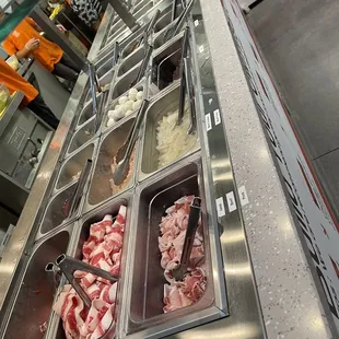 Large selection of meats/ proteins