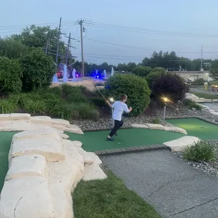 Putt-putt course is lit up after dark