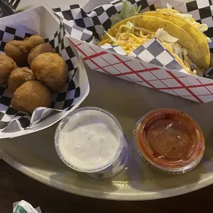 Fried mushrooms  and tacos
