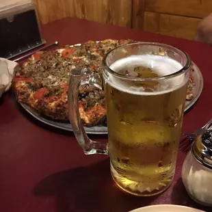 Pizza and beer at our favorite pizza place!
