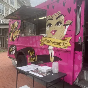 a pink food truck