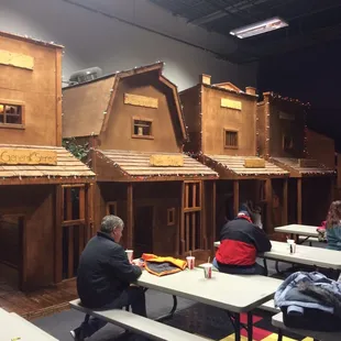 The wooden play town at Fun Run. The kids spent the whole time playing in these buildings.