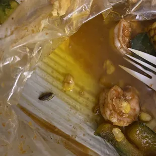 a fork in a plastic bag