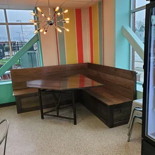 a corner booth