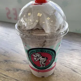 Oreo milkshake with cherry on top!