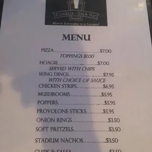 Fundaze Menu