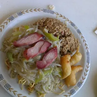 #1 shrimp special. pork chow mein &amp; fried rice