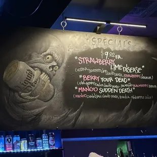 a chalkboard with a menu on it