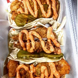 three fish tacos