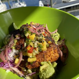 Fresh delicious fish and avocado