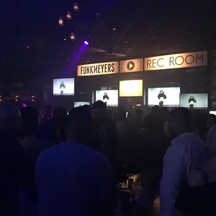 These TV&apos;s show music videos of the songs the DJ is spinning. Very cool stuff.