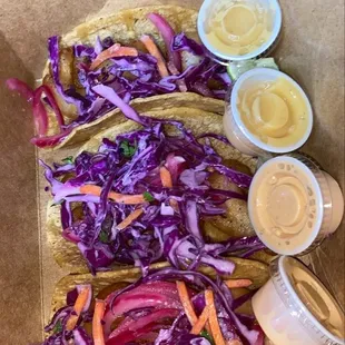 Funky Calavera had seasonal Shrimp Tacos that were amazing!