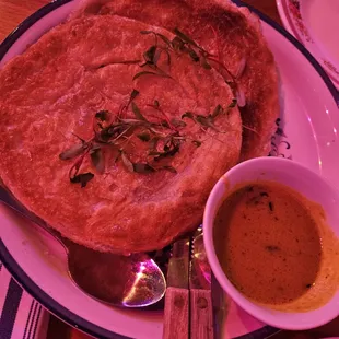 Paratha with yellow curry
