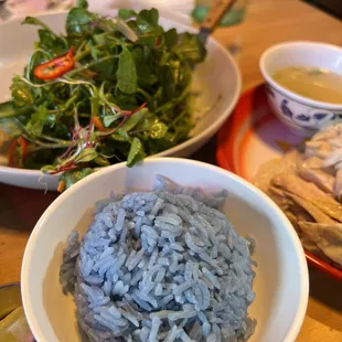 blue snow pea flower jasmine rice