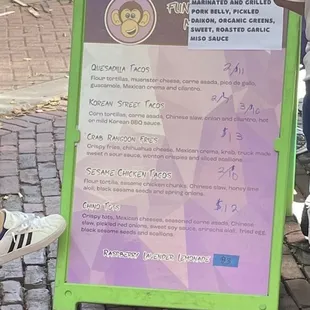 Menu at garlic fest 2022