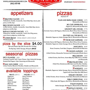 Funkys menu