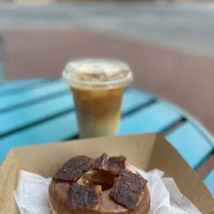 a donut and a drink