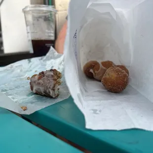 Their apple fritters are to DIE for, but I can&apos;t leave without getting some donut holes!
