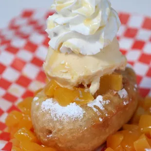Deep fried peaches shortcake