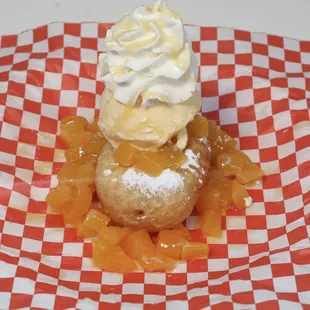 Deep fried peaches shortcake